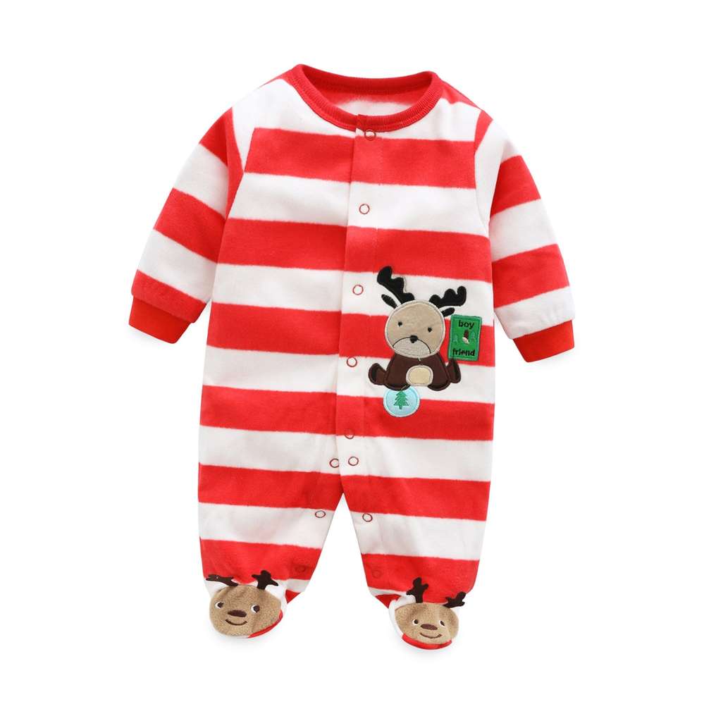 Baby Foot-wrapped Long-sleeved Printed One-piece Romper - Minihomy