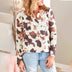 Cow Pattern Half Cardigan Long Sleeved Casual Loose Padded Blouse Women - Minihomy