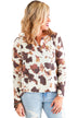 Cow Pattern Half Cardigan Long Sleeved Casual Loose Padded Blouse Women - Minihomy