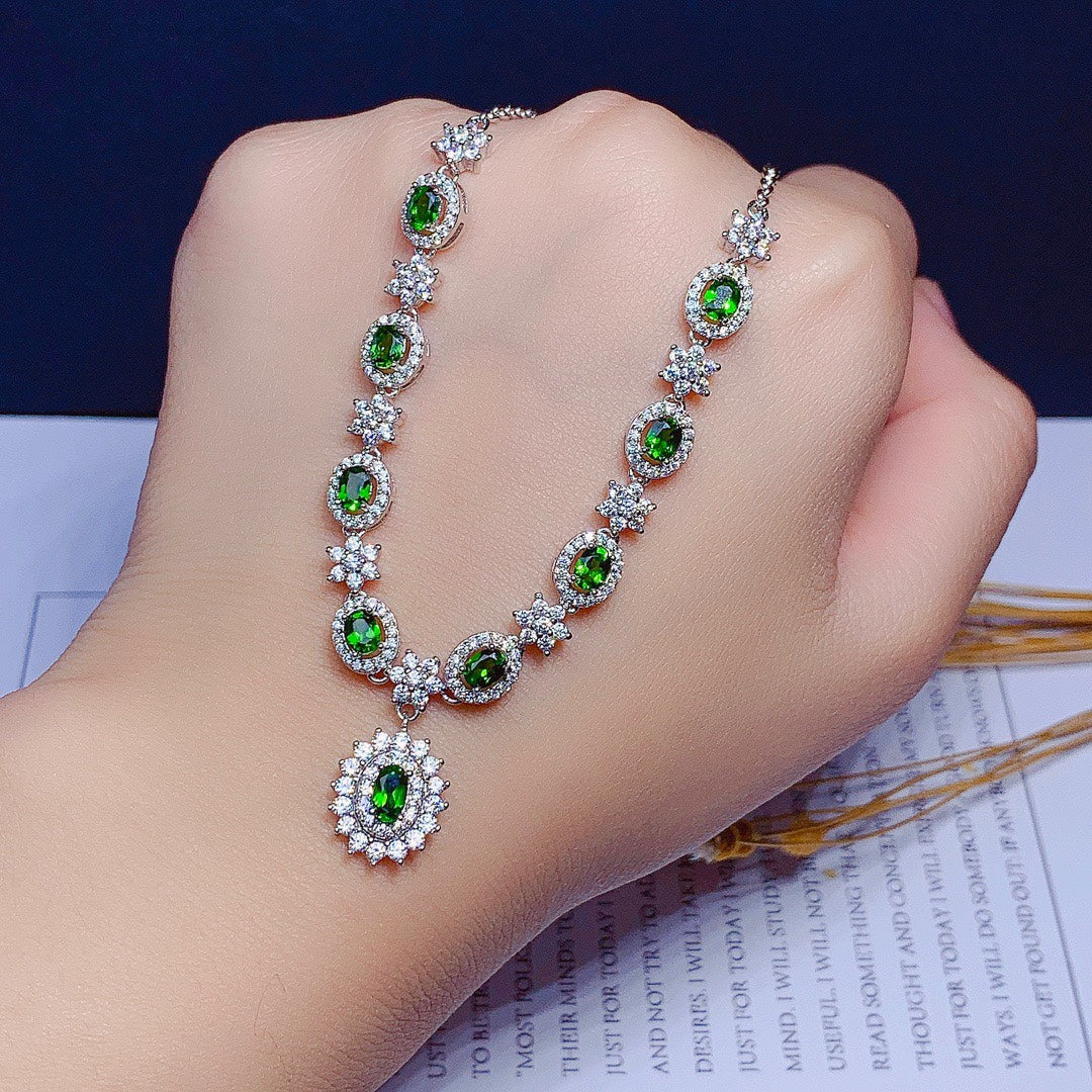 Natural Diopside Necklace Female Pendant S925 Pure - Minihomy