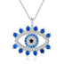 Sterling Silver Evil Eye Lucky Blue Eye Pendant Necklace