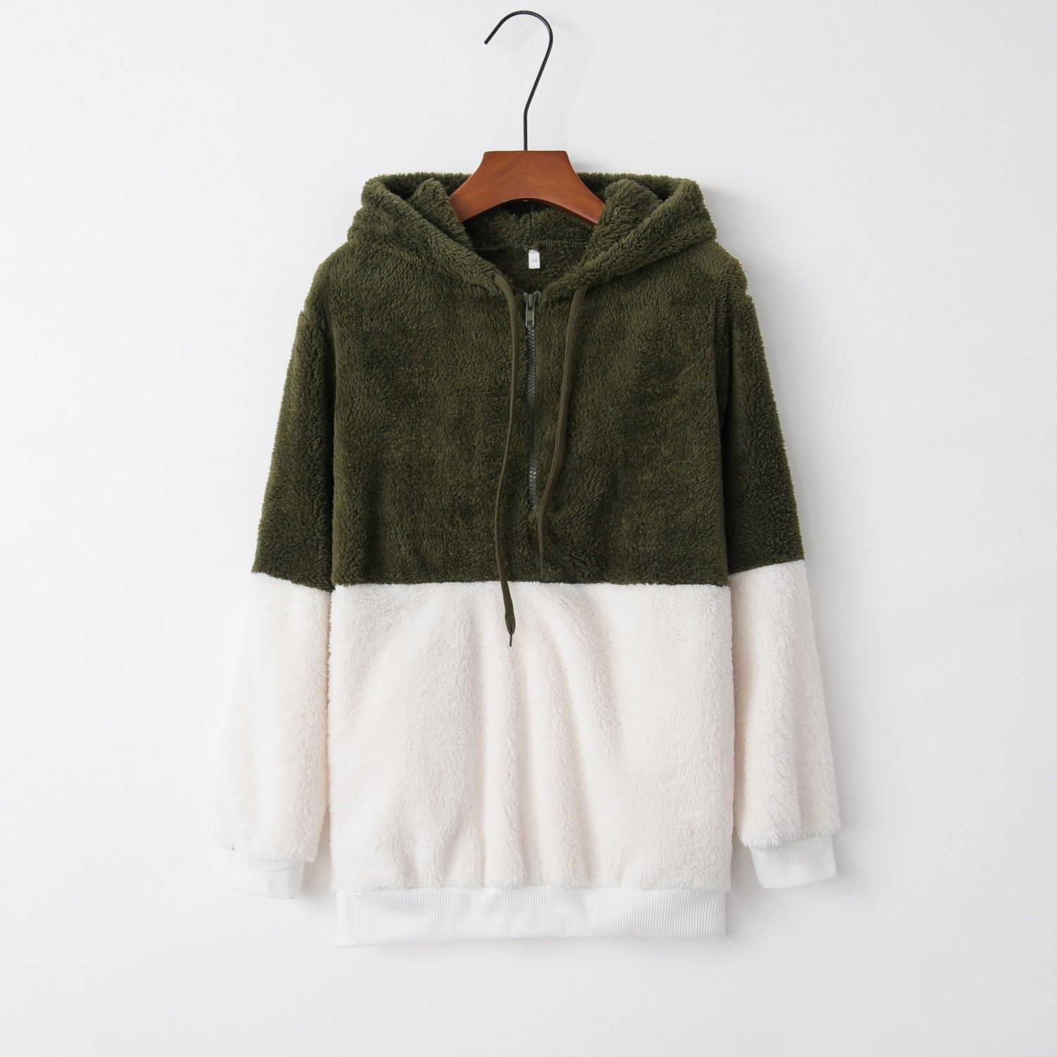 Women's Casual Round Neck Rope Hooded Stitching Sweater Jacket