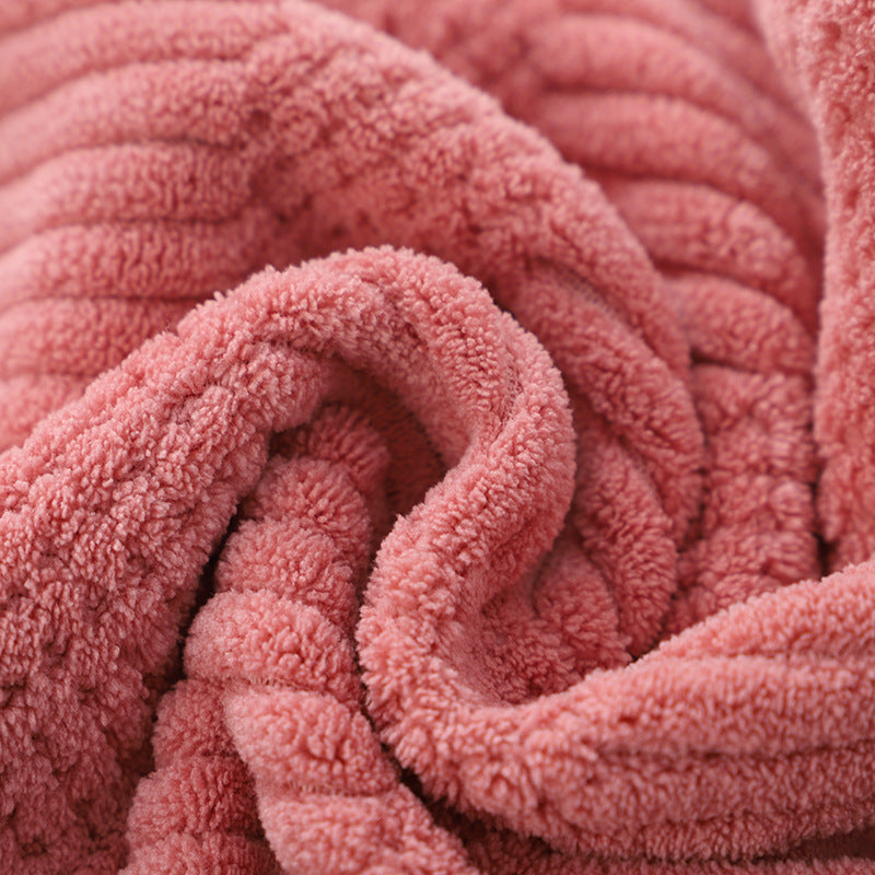 Bound Plain High-density Coral Fleece Absorbent Towel - Minihomy