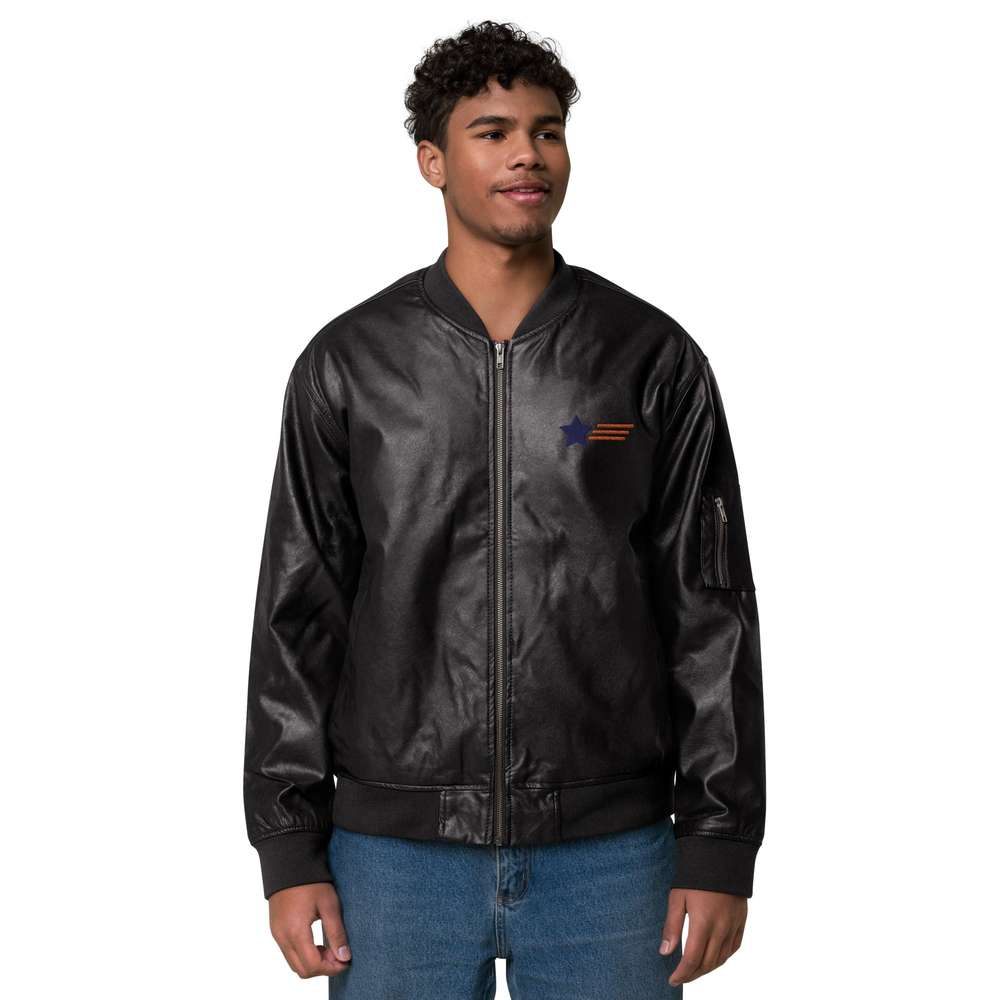 Freedom Leather Bomber Jacket - Minihomy