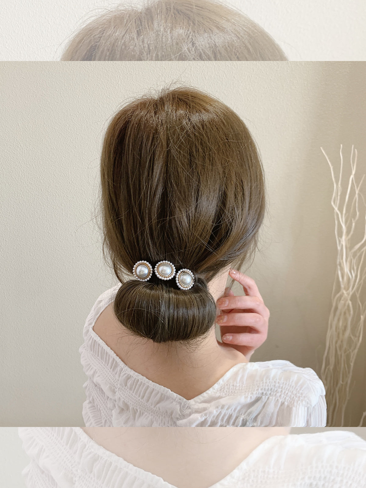 Net Red Pan Hair Pearl Diamond Braided Hair Style Hairpin