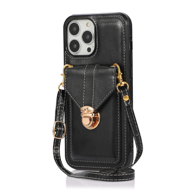 Creative Card Leather Diagonal Lanyard Mobile Phone Case - Minihomy