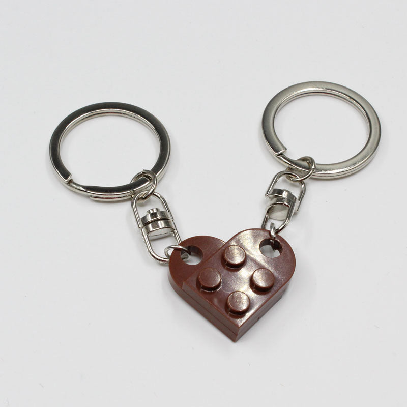 Heart Key Chain Valentines Day Gift Blocks Can Split Key Link Couples