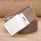 Men's And Women's Business Canvas Belt Roller Mirror Buckle