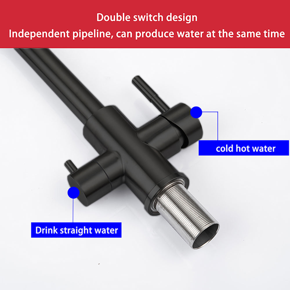 DQOK Drinking Filtered Water Kitchen Faucet Purification Tap Dual Handle Faucet Kitchen Sink Tap - Minihomy