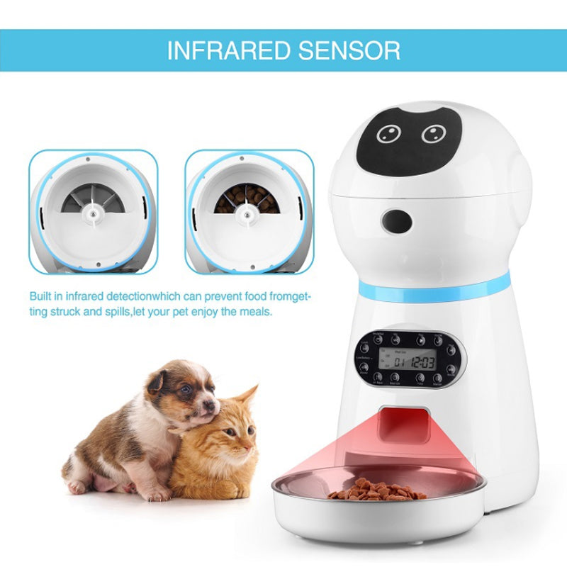 Smart Automatic Pet Feeder With Voice Record Stainless Steel LCD Screen Timer For Dog Food Bowl Cat Food Dispenser Pet Bowl