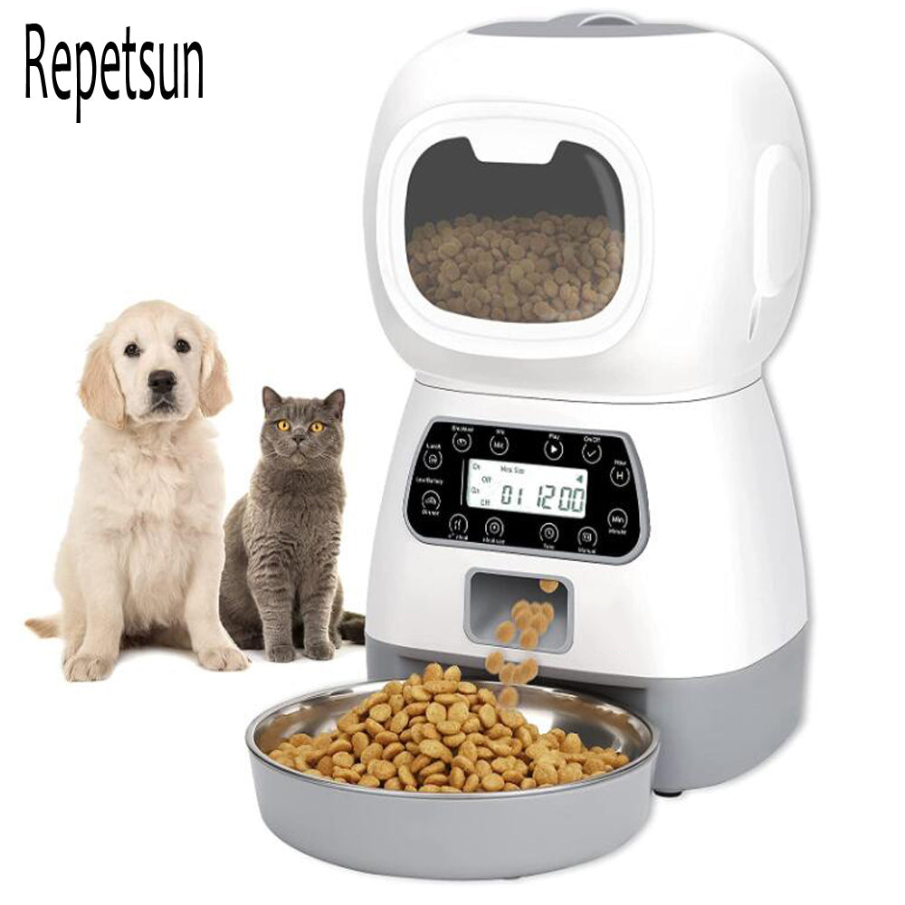 3.5L Automatic Pet Feeder Smart Food Dispenser For Cats Dogs Timer Stainless Steel Bowl  Auto Dog Cat Pet Feeding Pet Supplies - Minihomy