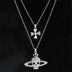 Skull Cross Saturn Silver Color Metal Necklace Retro Punk Women and Men