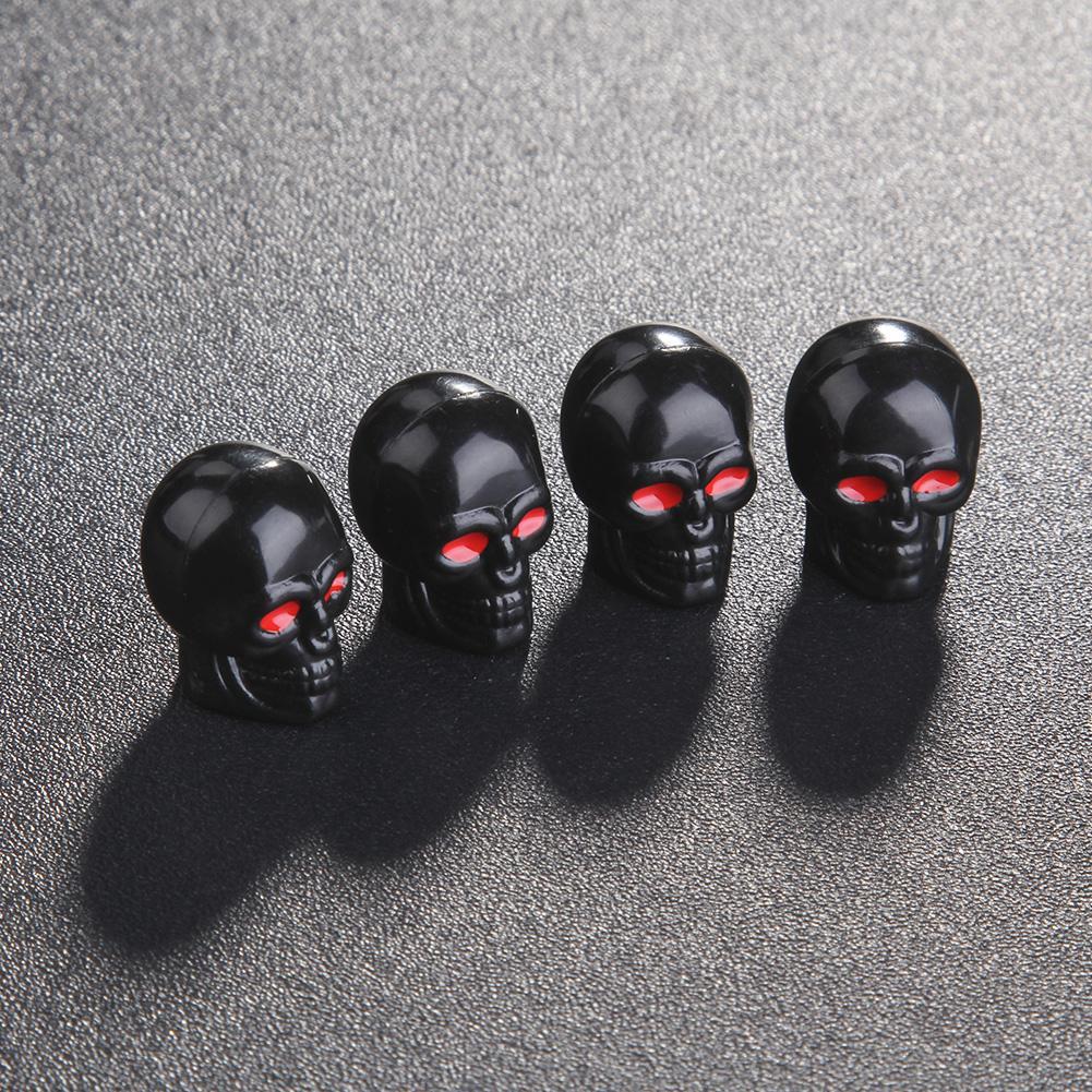 4pcs Universal Black Skull Car Auto Wheel Tire Tyre Valve Stem Caps Dust Covers