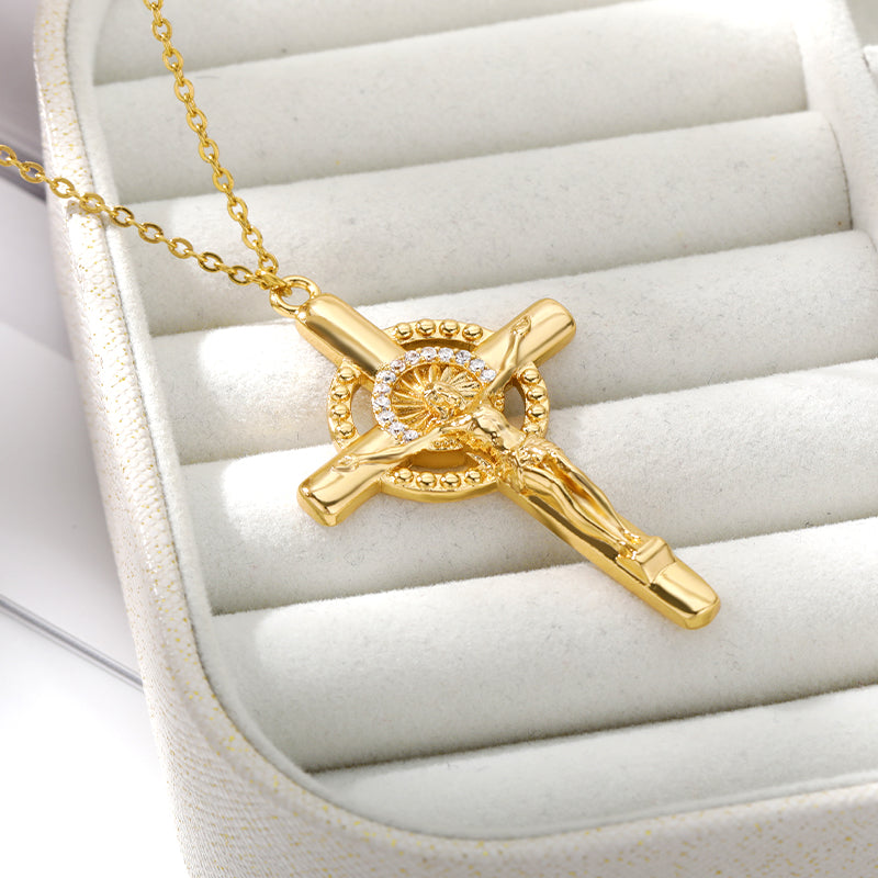 Stainless Steel Gold Cross Chain Necklace For Women Men