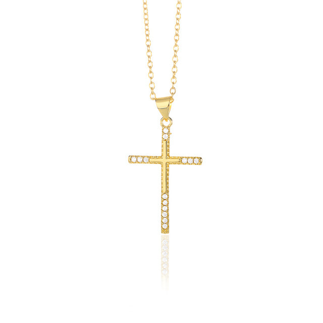 Stainless Steel Gold Cross Chain Necklace For Women Men