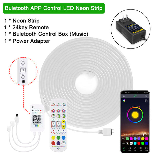 Multicolor Neon Strip Music APP Control RGB Tape Ribbon Waterproof For Home - Minihomy