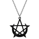 Gothic Pentagram Moon Goddess Wicca Necklace for Women Men - Minihomy