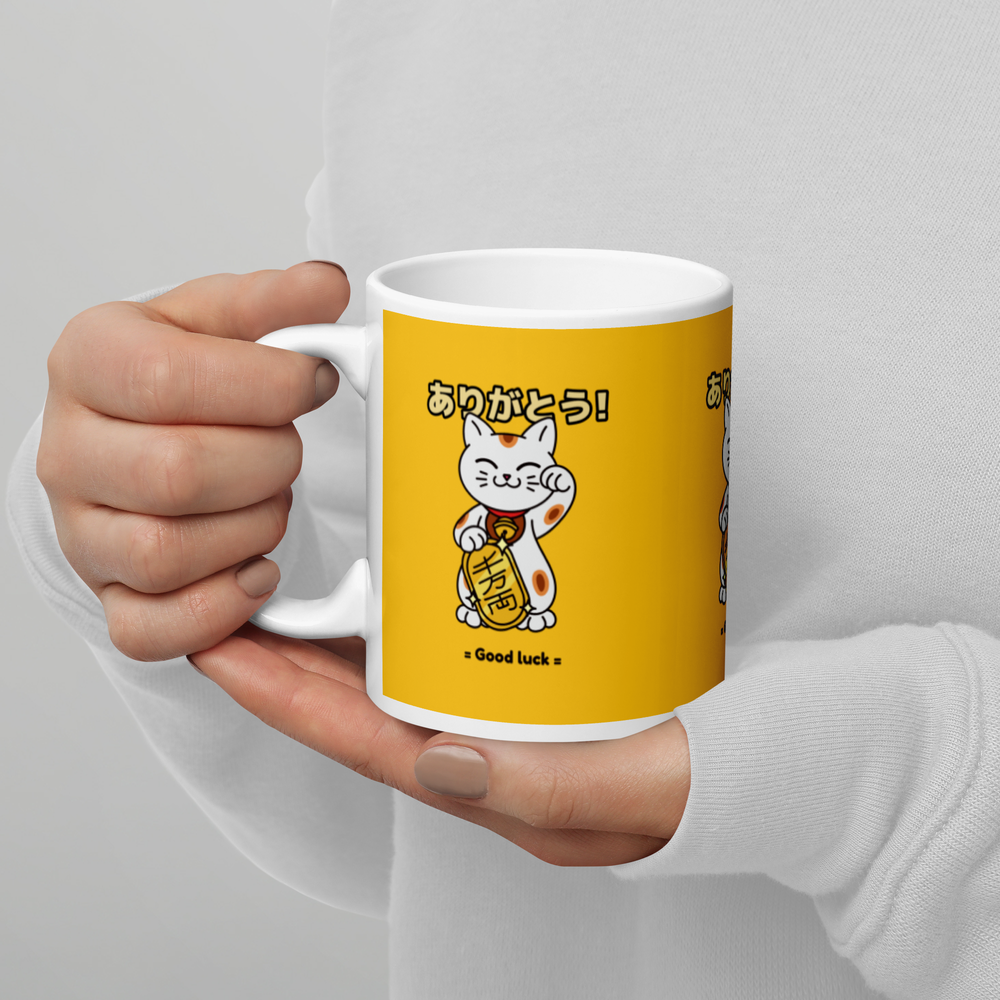 Good Luck White Glossy Mug Gifts For Cat People - Minihomy